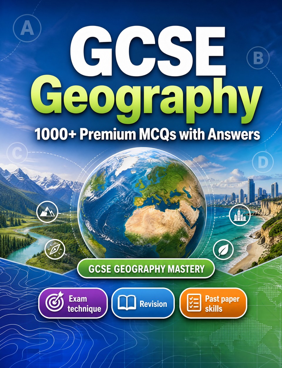 GCSE Geography 2026-2027 : 1000 MCQ with Answers — Revision guide: MCQ Exam technique, Revision, Past paper skills, Applied questions  and mock papers to pass