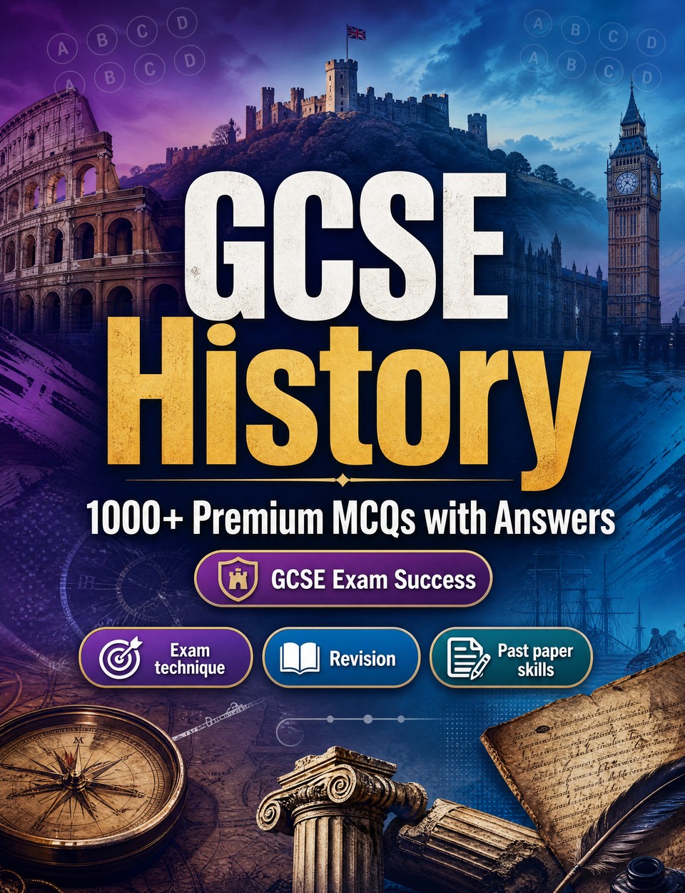 GCSE History 2026-2027 : 1000 MCQ with Answers — Revision guide: MCQ Exam technique, Revision, Past paper skills, Applied questions  and mock papers to pass