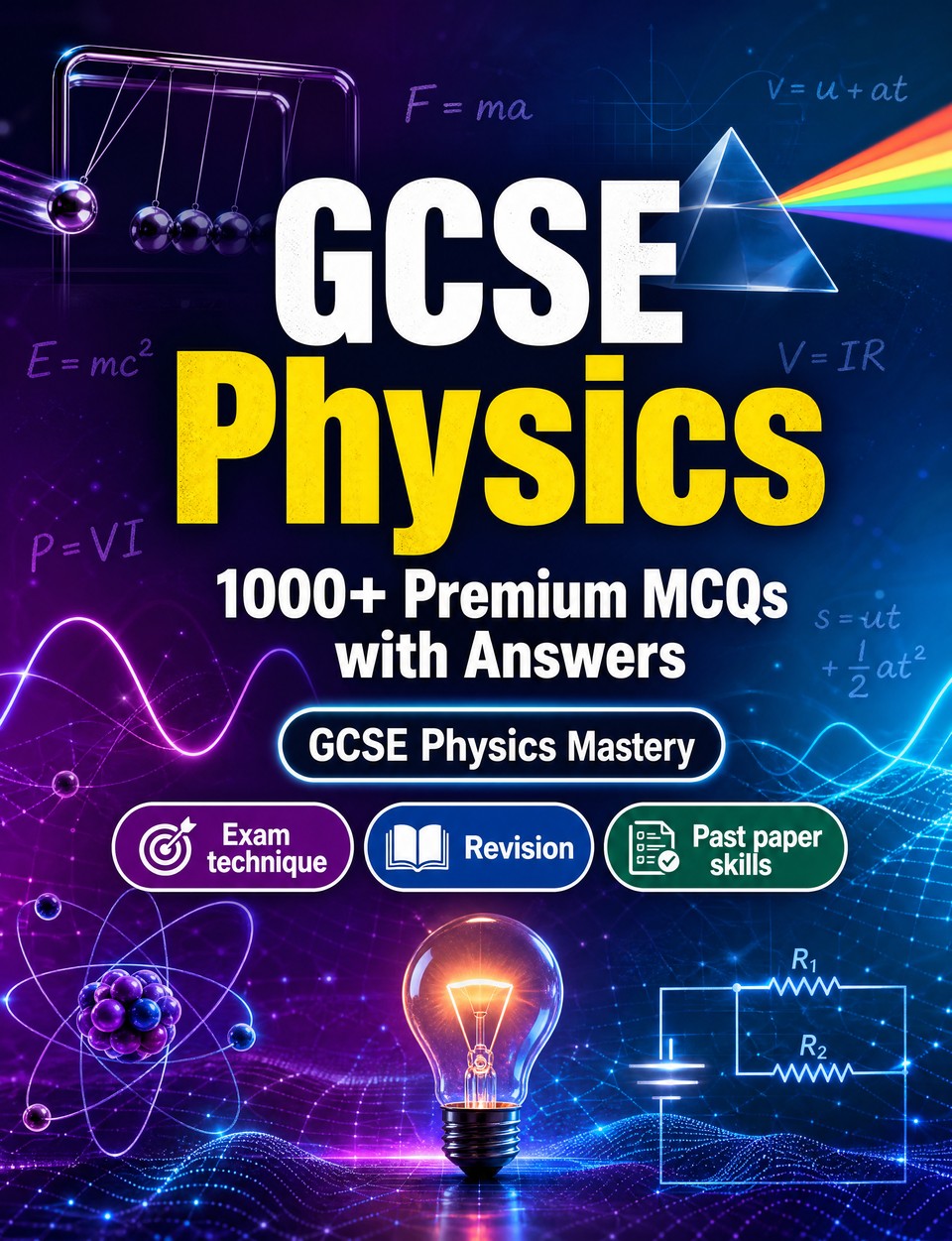 GCSE Physics 2026-2027 : 1000 MCQ with Answers — Revision guide: MCQ Exam technique, Revision, Past paper skills, Applied questions  and mock papers to pass