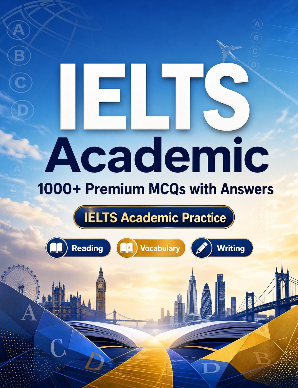 IELTS Academic 2026-2027 : 1000 MCQ with Answers — Language prep English: Reading, Vocabulary, Writing, Spelling, Exam board format and written drills to pass the official language certificate