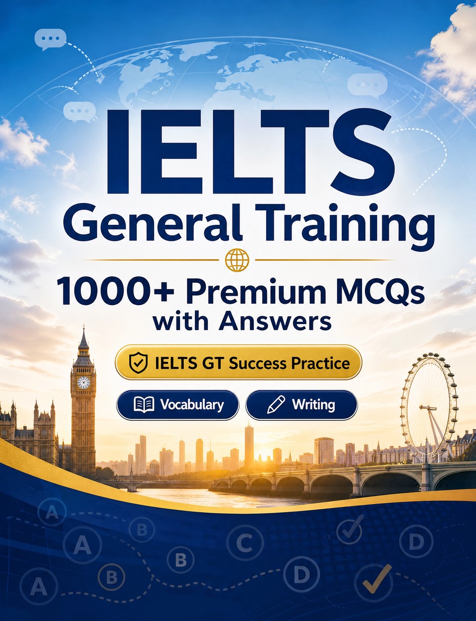 IELTS General Training 2026-2027 : 1000 MCQ with Answers — Language prep English: Vocabulary, Writing, Spelling, Exam board format  and mock papers to pass