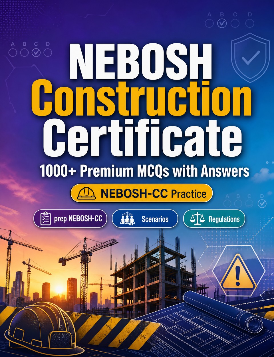 NEBOSH Construction Certificate 2026-2027 : 1000 MCQ with Answers — Test prep NEBOSH-CC: MCQ Syllabus, Scenarios, Regulations, Professional standards  and mock papers to pass