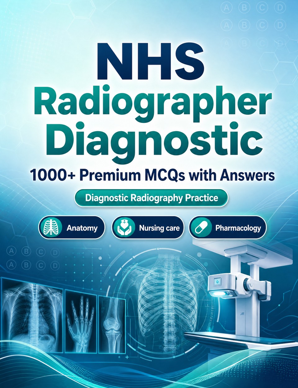 NHS Radiographer Diagnostic 2026-2027 : 1000 MCQ with Answers — Exam prep: MCQ Anatomy, Nursing care, Pharmacology, Patient safety, Emergency care  and mock papers to pass
