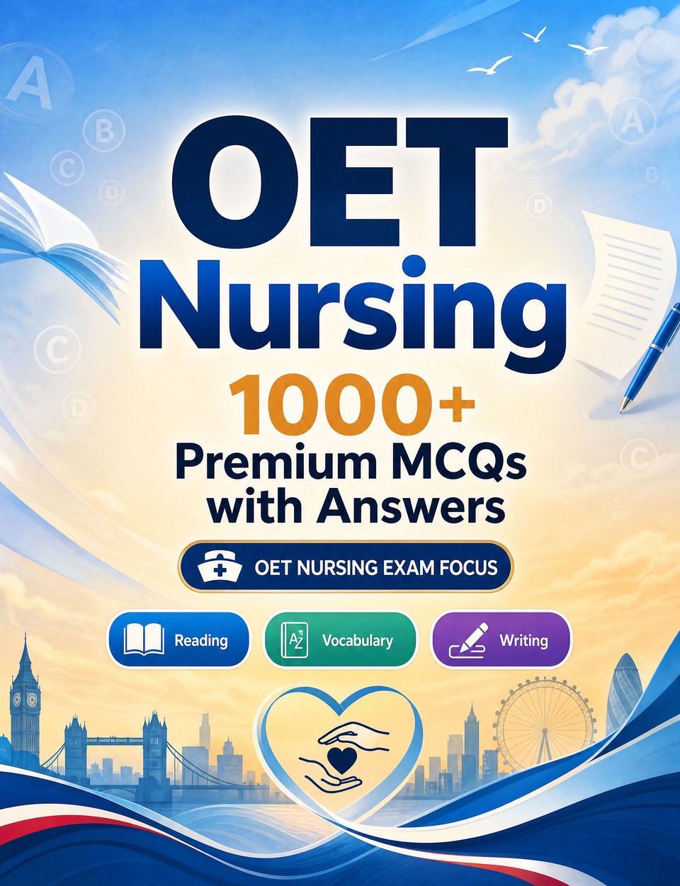 OET Nursing 2026-2027 : 1000 MCQ with Answers — Language prep English: Reading, Vocabulary, Writing, Spelling, Exam board format and written drills to pass the official language certificate