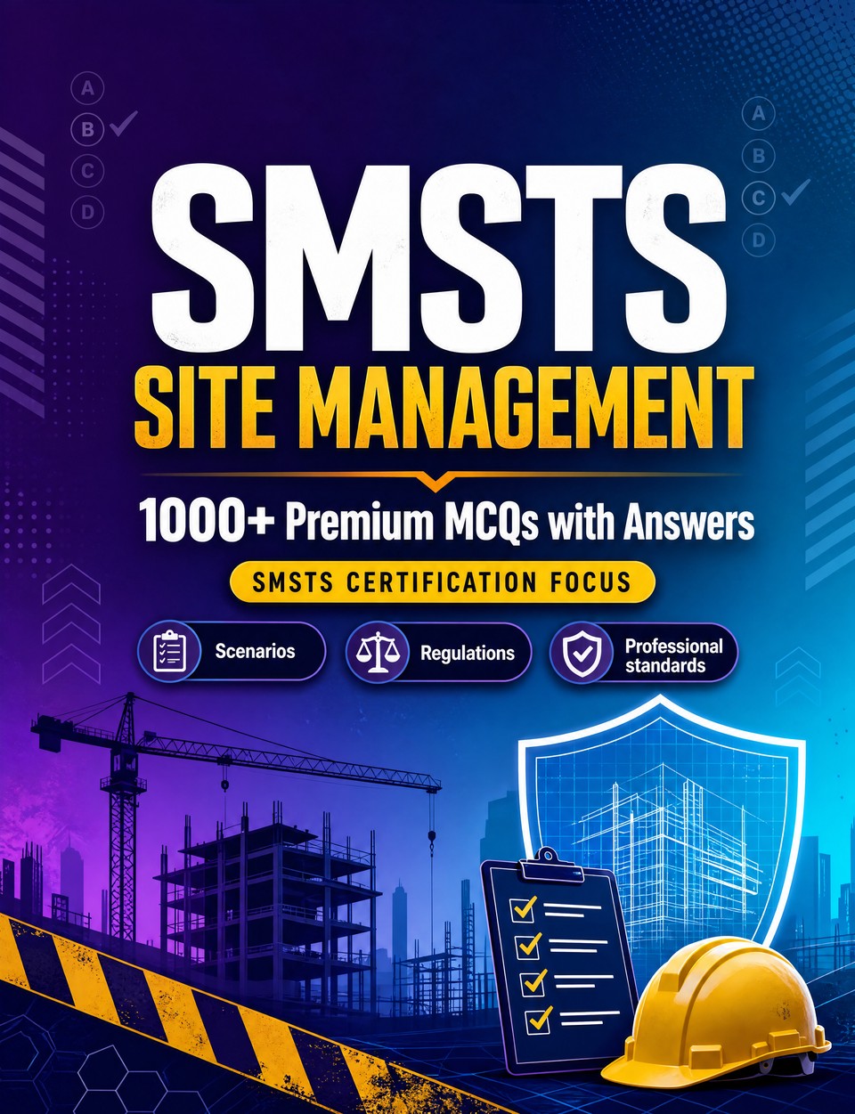 SMSTS Site Management 2026-2027 : 1000 MCQ with Answers — Certification prep: MCQ Scenarios, Regulations, Professional standards, Compliance  and mock papers to pass