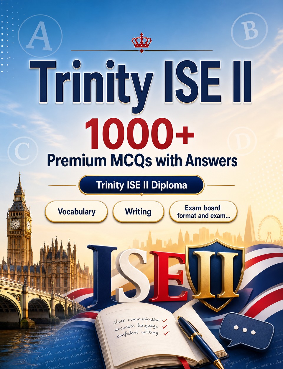 Trinity ISE II 2026-2027 : 1000 MCQ with Answers Trinity ISE II 2026-2027 : 1000 MCQ with Answers — Language prep English: Vocabulary, Writing, Spelling, Exam board format, Practice papers and written drills to pass the official language certificate